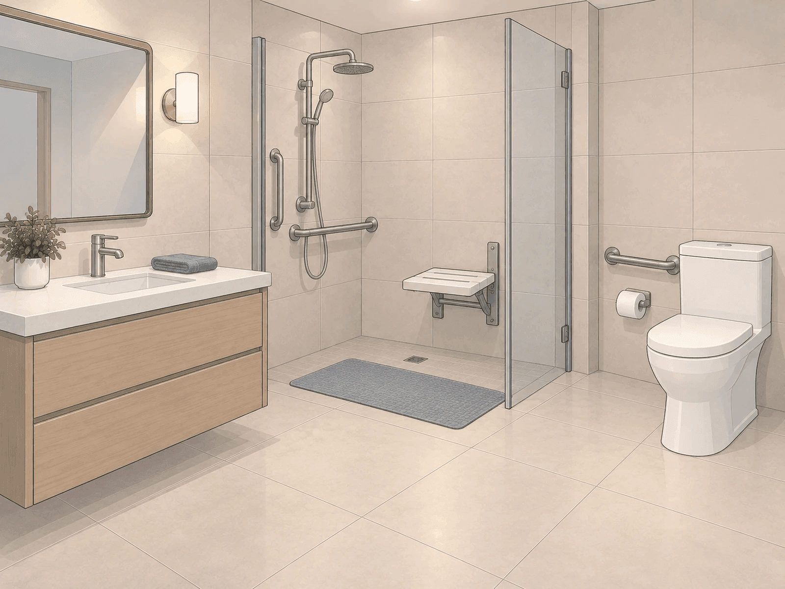 Güvenli banyo ve tuvalet alanı